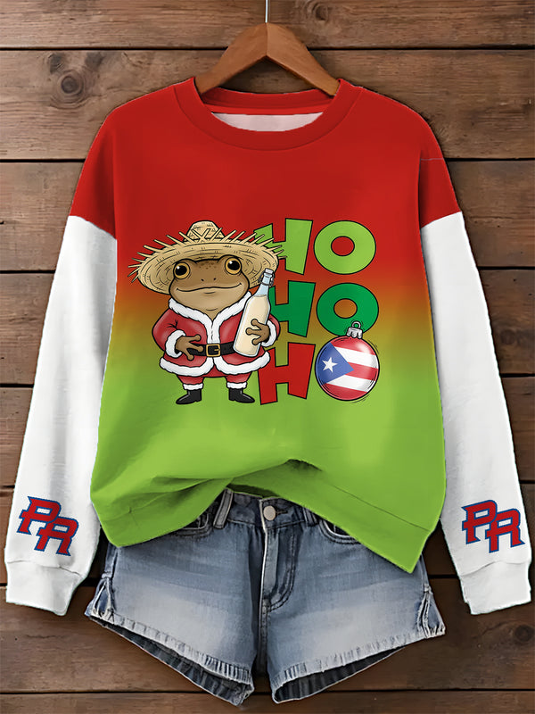 Puerto Rico Christmas Printed Long Sleeve Casual Top