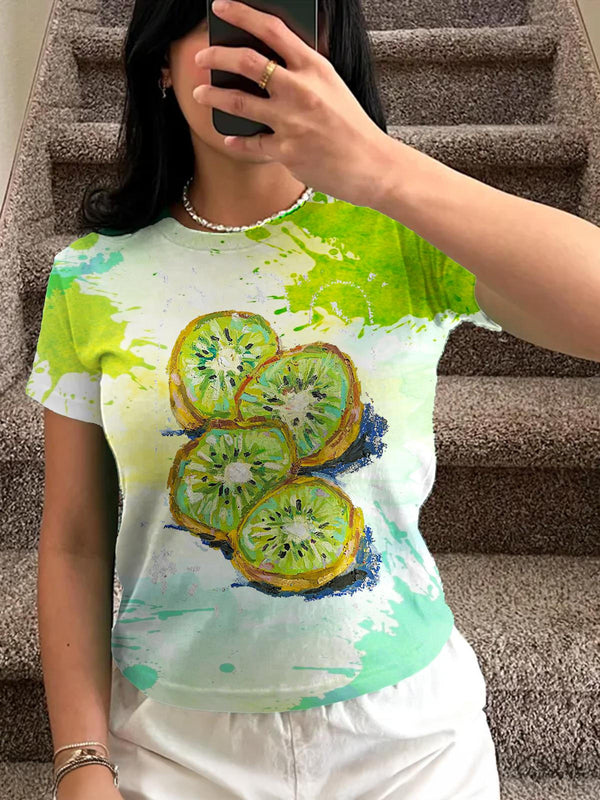 Camiseta informal de manga corta con ombligo al descubierto de Juicy Kiwi