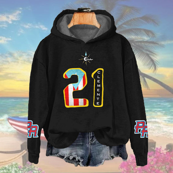 Roberto Clemente Long Sleeve Printed Hoodie