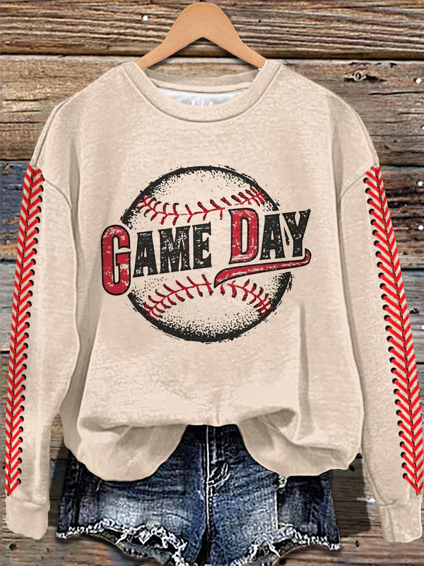 Top casual de manga larga con estampado de temporada de béisbol de moda 