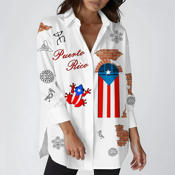 Puerto Rico Women's Printed Casual Shirt