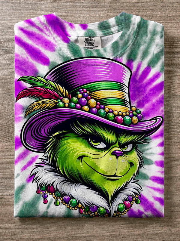 Mardi Gras Festival Hat Feather Character Print T-Shirt