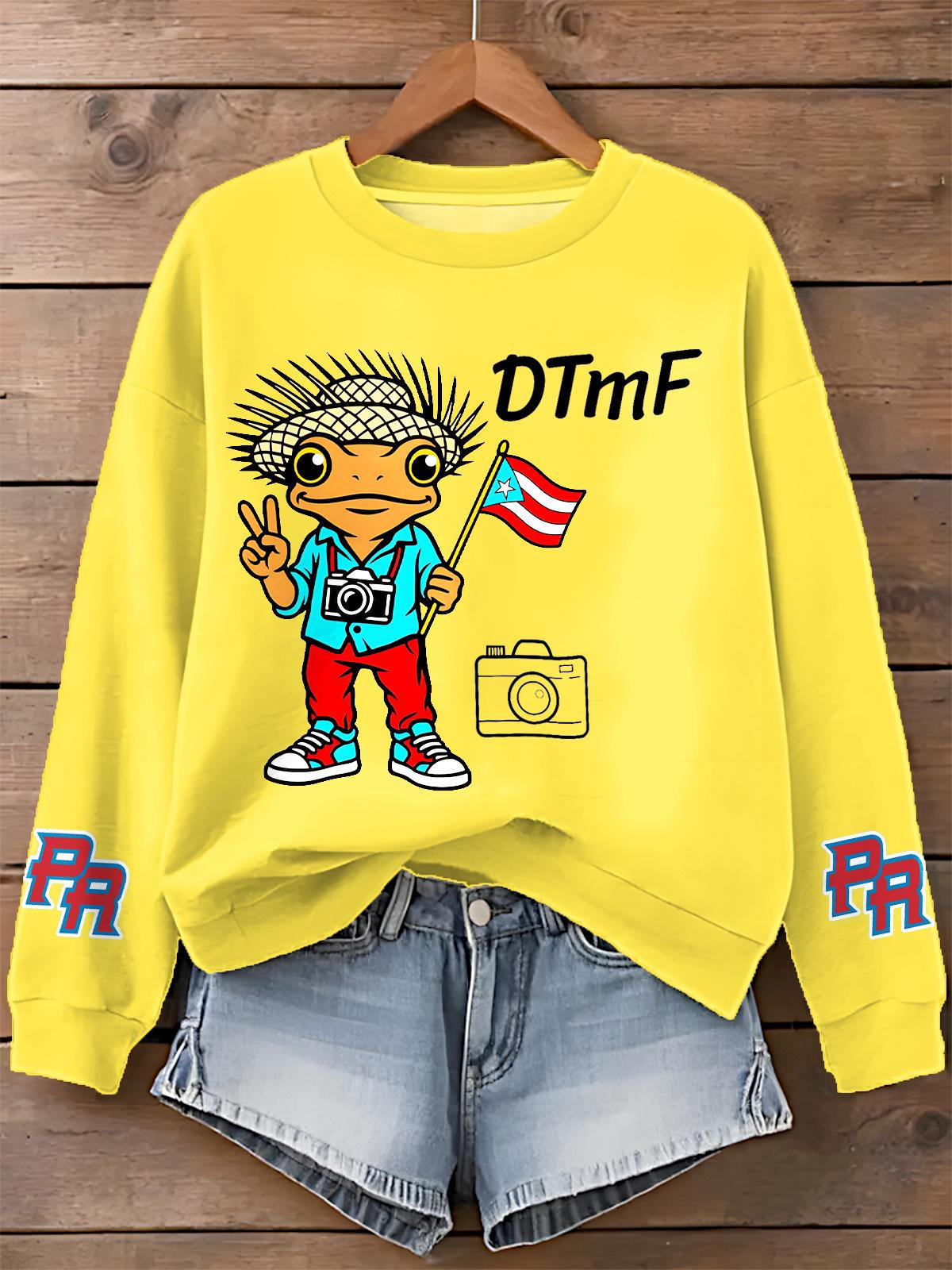 Puerto Rican Print Long Sleeve Casual Top