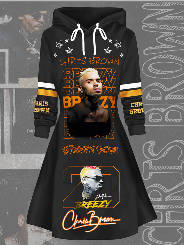 Chris Brown Breezy Bowl Hooded Pullover Sweatshirt Dress