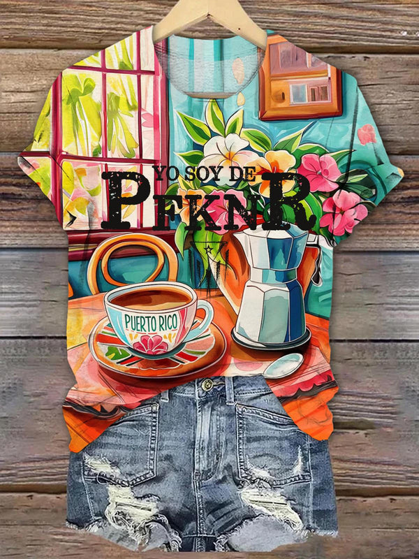 Puerto Rican Coffee Pnkfr Crew Neck T-shirt