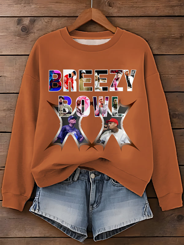 Camiseta informal de manga larga con estampado del Breezy Bowl XX Tour 2025 de Chris Brown 