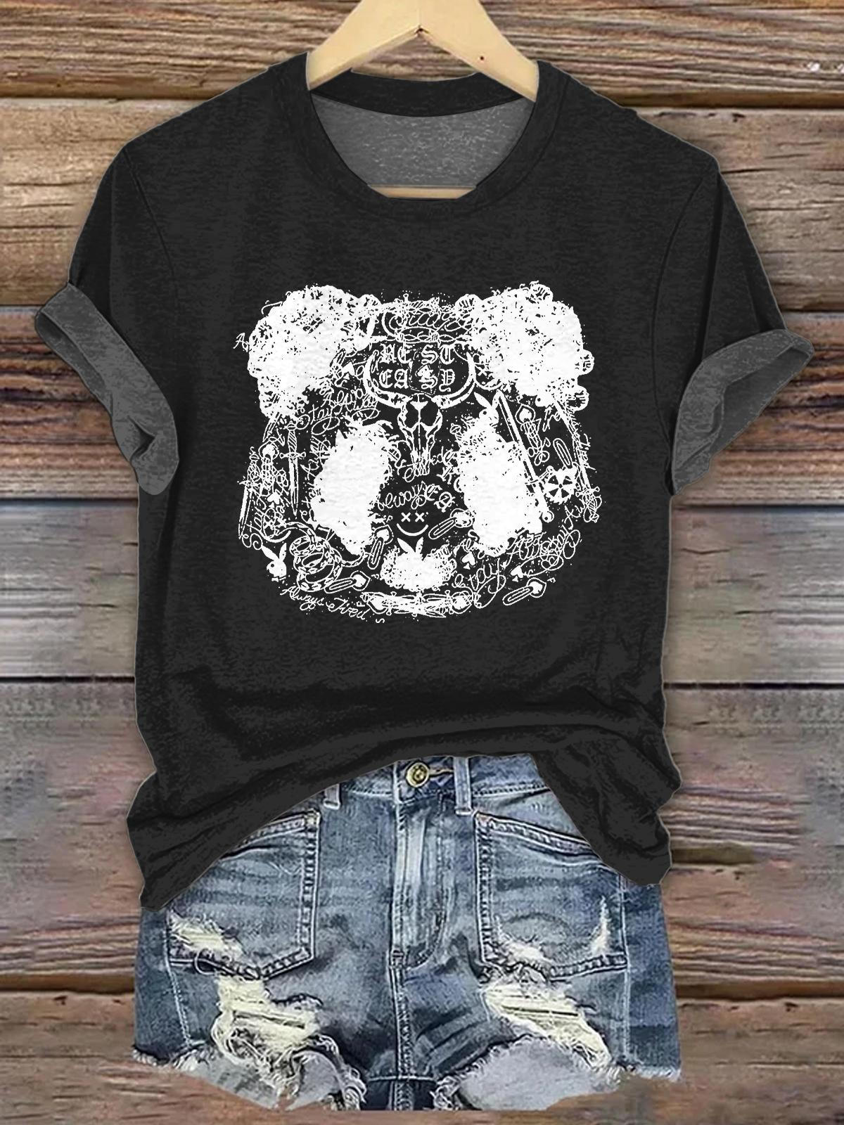 Jelly Roll Posty Panda Print Crew Neck T-shirt