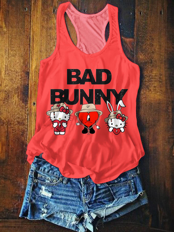 Badbunny Printed Casual Tank Top