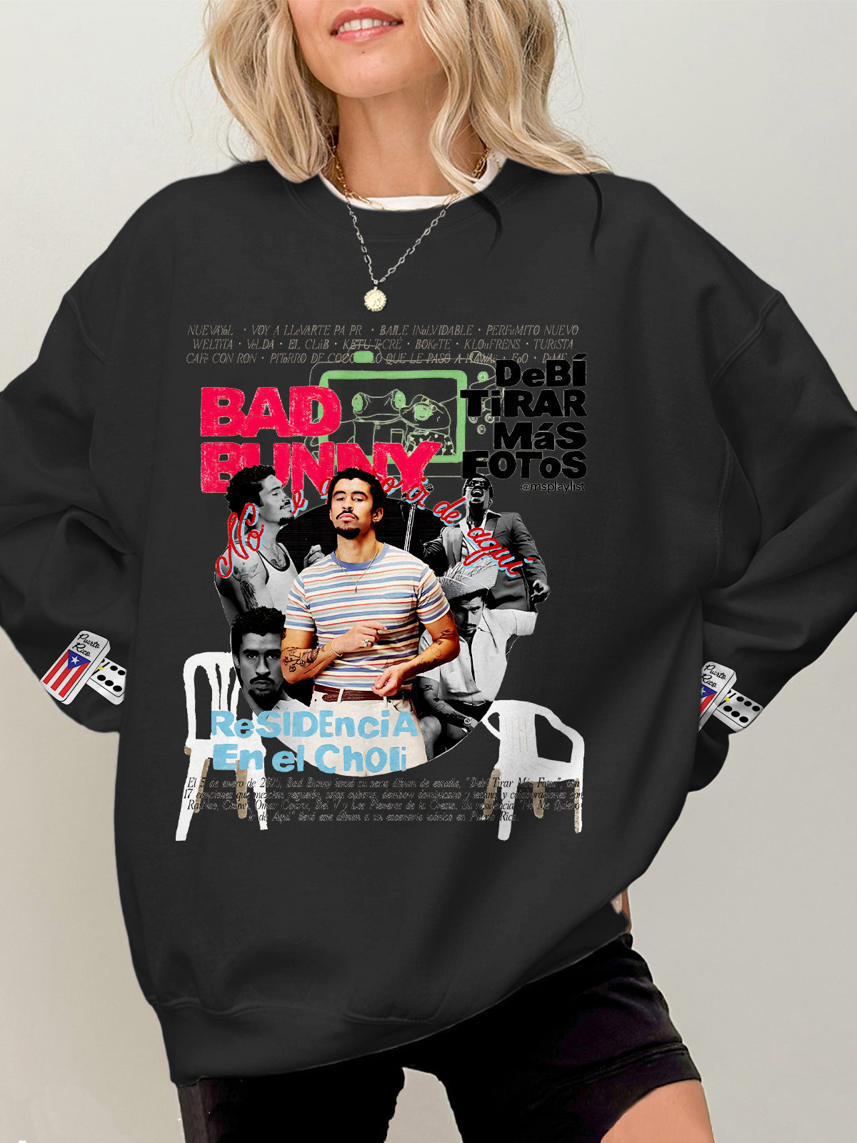 Puerto Rico Badbunny Printed Long Sleeve Casual Top