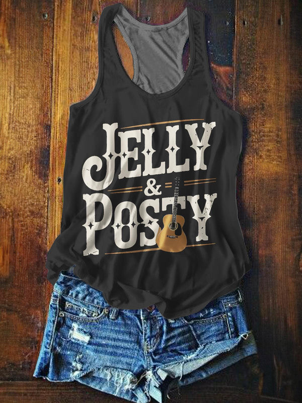 Jelly Roll Posty Printed Casual Tank Top