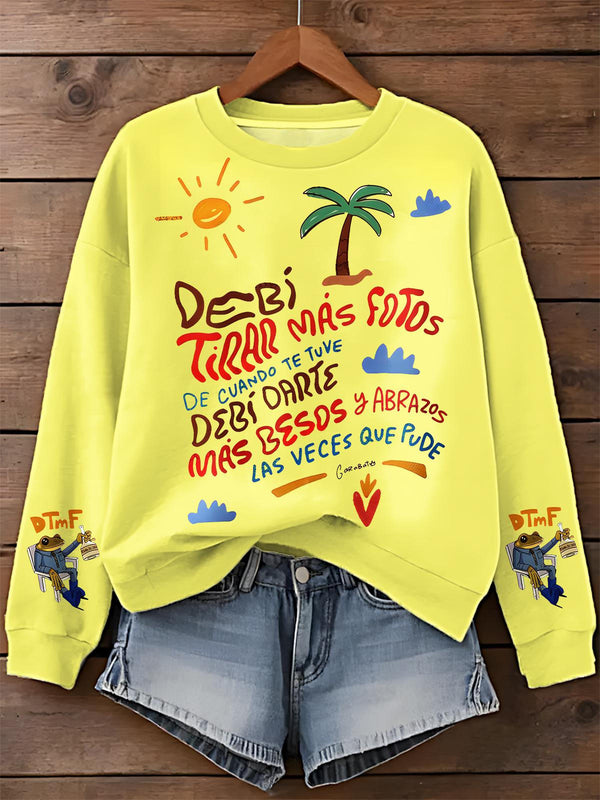 Puerto Rican Printed Long Sleeve Casual Top