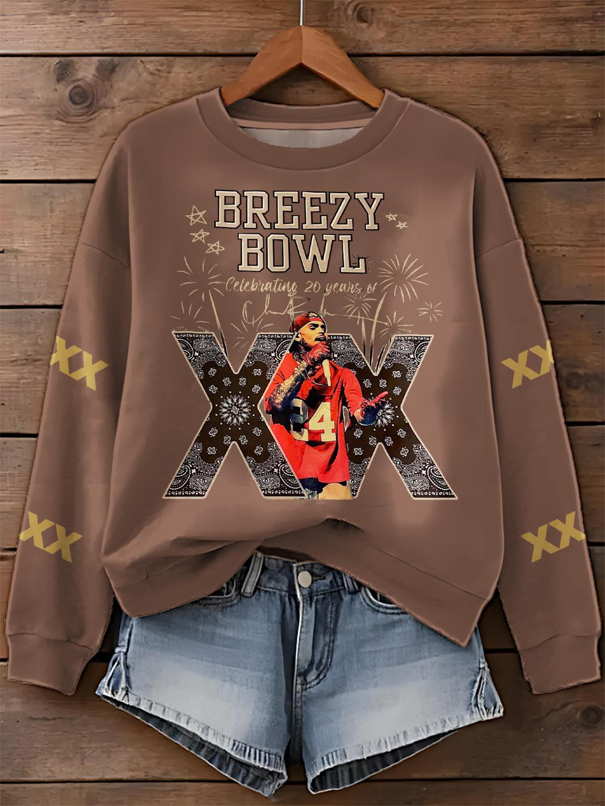 Breezy Bowl XX Tour 2025 Printed Long Sleeve Casual Top