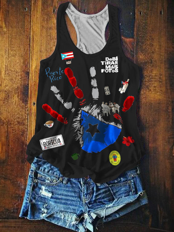 Puerto Rican Classic Art Printed Casual Tank Top