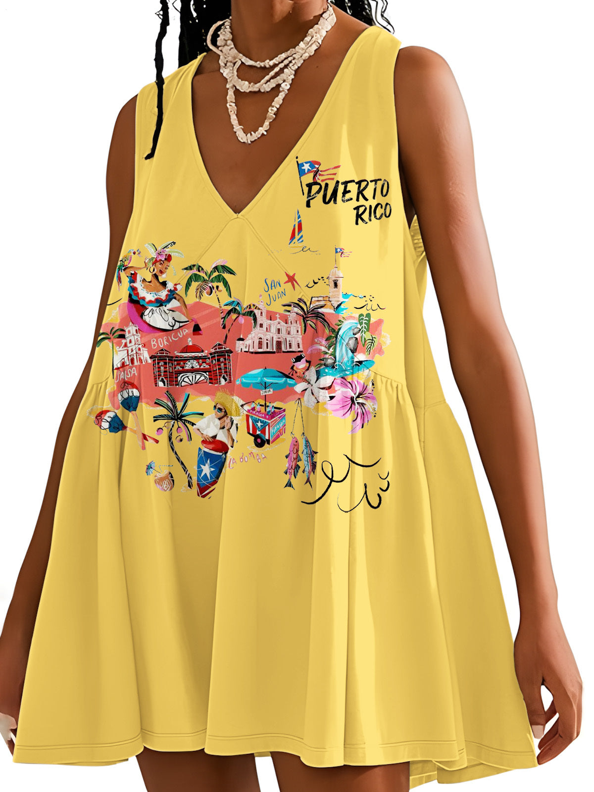 Puerto Rico V-neck Sleeveless Dress