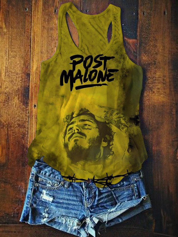 Post Malone Printed Casual Tank Top
