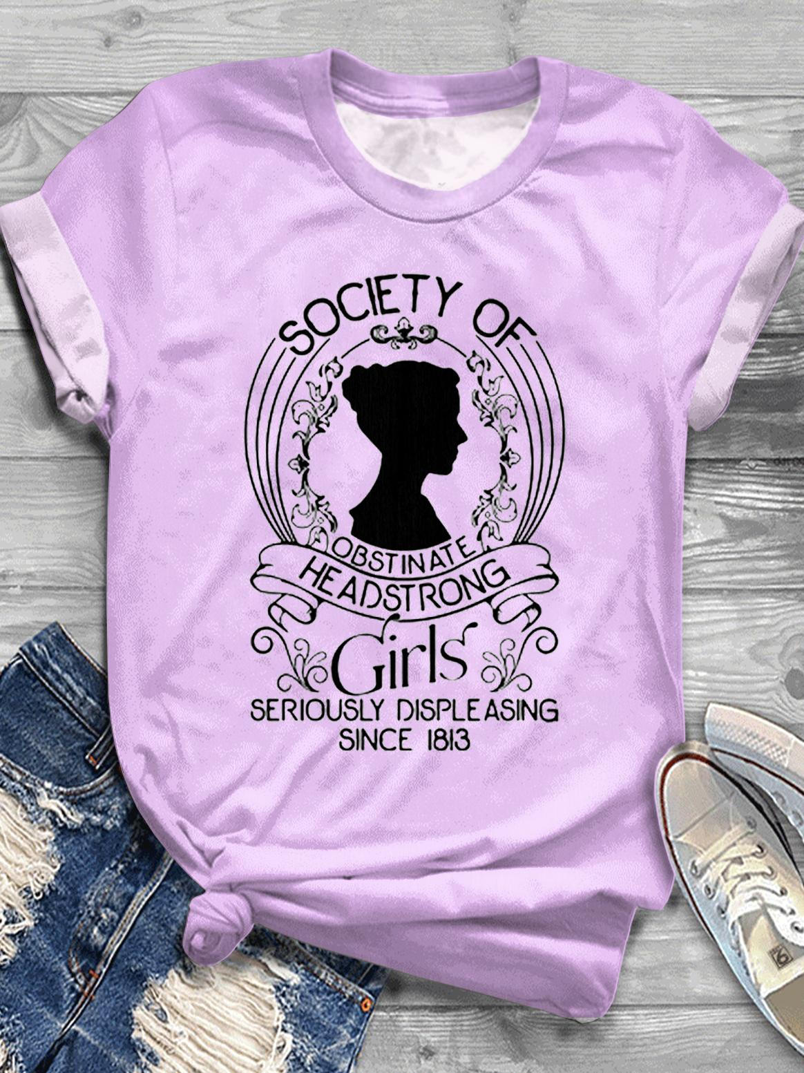Pride and Prejudice Simple Portrait Print Crew Neck T-shirt
