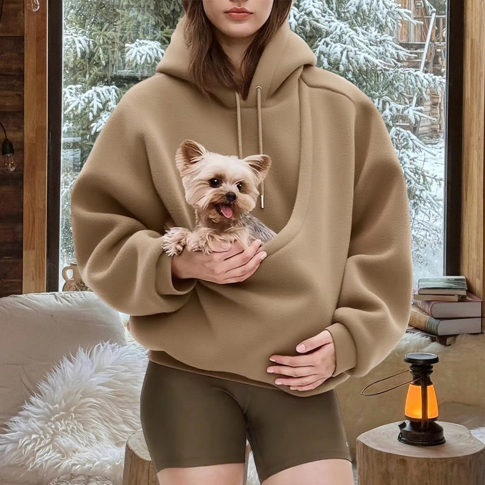 Pet Carrier Hoodie Fuzzy Solid Color Puppy Kitten Cat Holder Carriers Hoodies with Pocket for Home Sofa positive