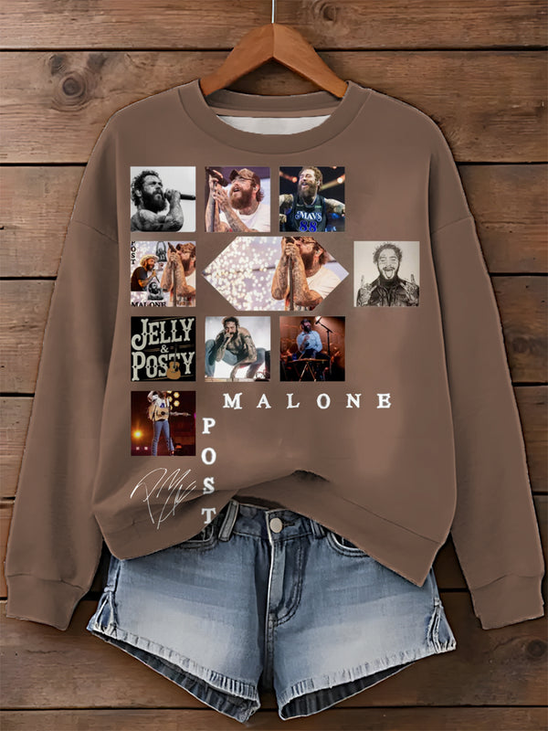 Post Malone Jelly Roll tour 2025 Printed Long Sleeve Casual Top