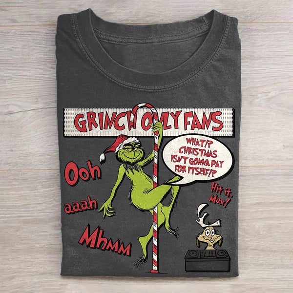 Fun Christmas Grinch Washed Cotton Short Sleeves