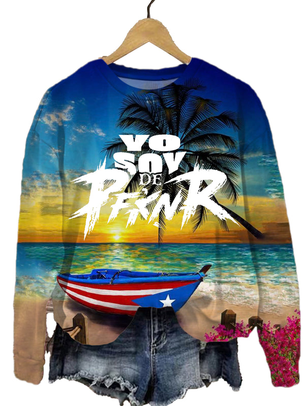 PfknR - Camiseta casual de manga larga con estampado de Puerto Rico 
