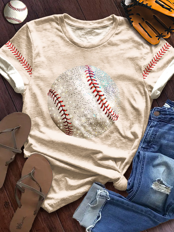 Camiseta de cuello redondo con estampado de béisbol Flash
