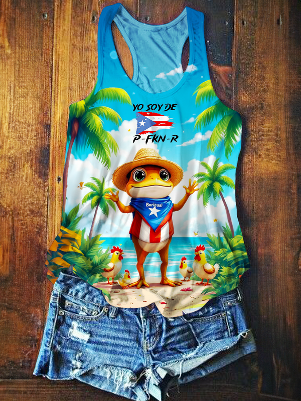 Sapo Concho Puerto Rico Printed Casual Tank Top