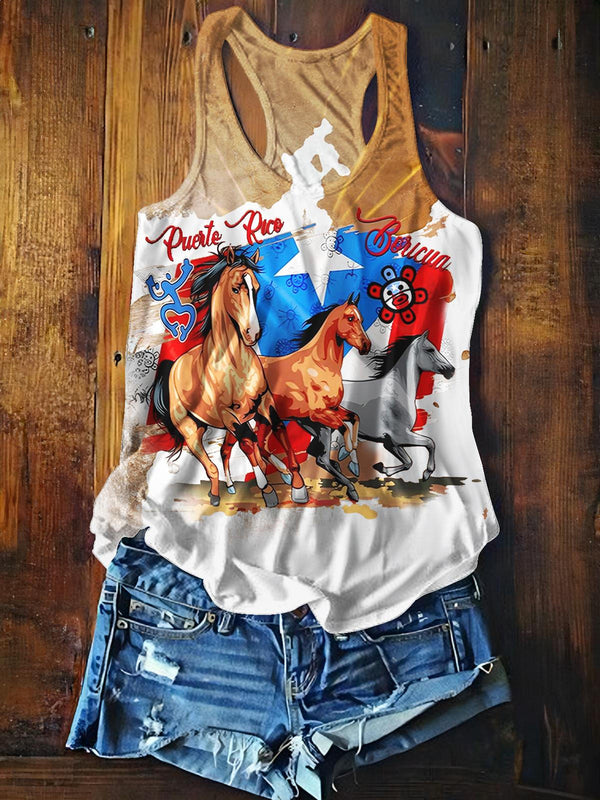 Puerto Rican Printed Casual Tank Top