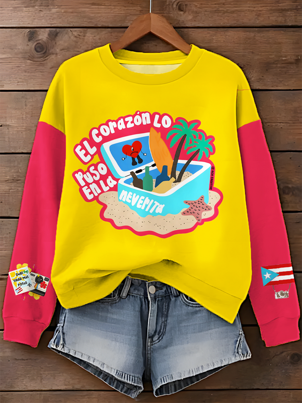 Puerto Rican Singer Albums Printed Long Sleeve Casual Top
