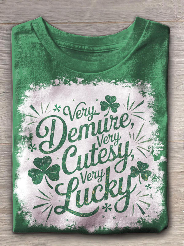 Very Demure Very Lucky St Patrick's Day Crew Neck T-shirt