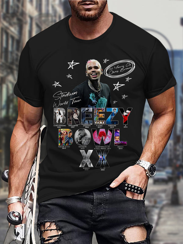 Chris Brown Breezy Bowl XX 2025 Round Neck Short Sleeve Men's T-shirt