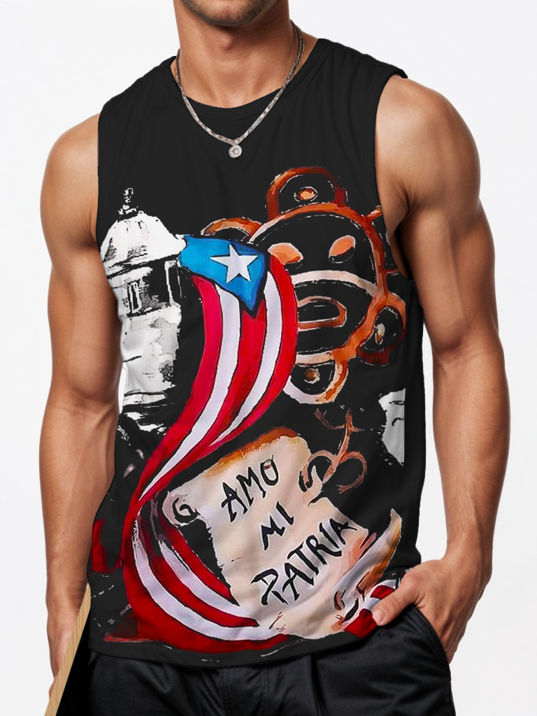 Puerto Rico Symbols Set Sports Crew Neck Vest