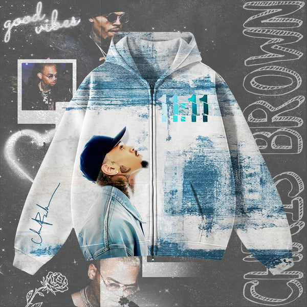 Chris Brown Zippered Sweatshirt Jacket