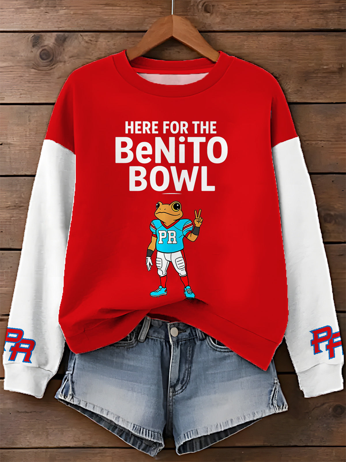 Benito Bowl Frog Printed Long Sleeve Casual Top