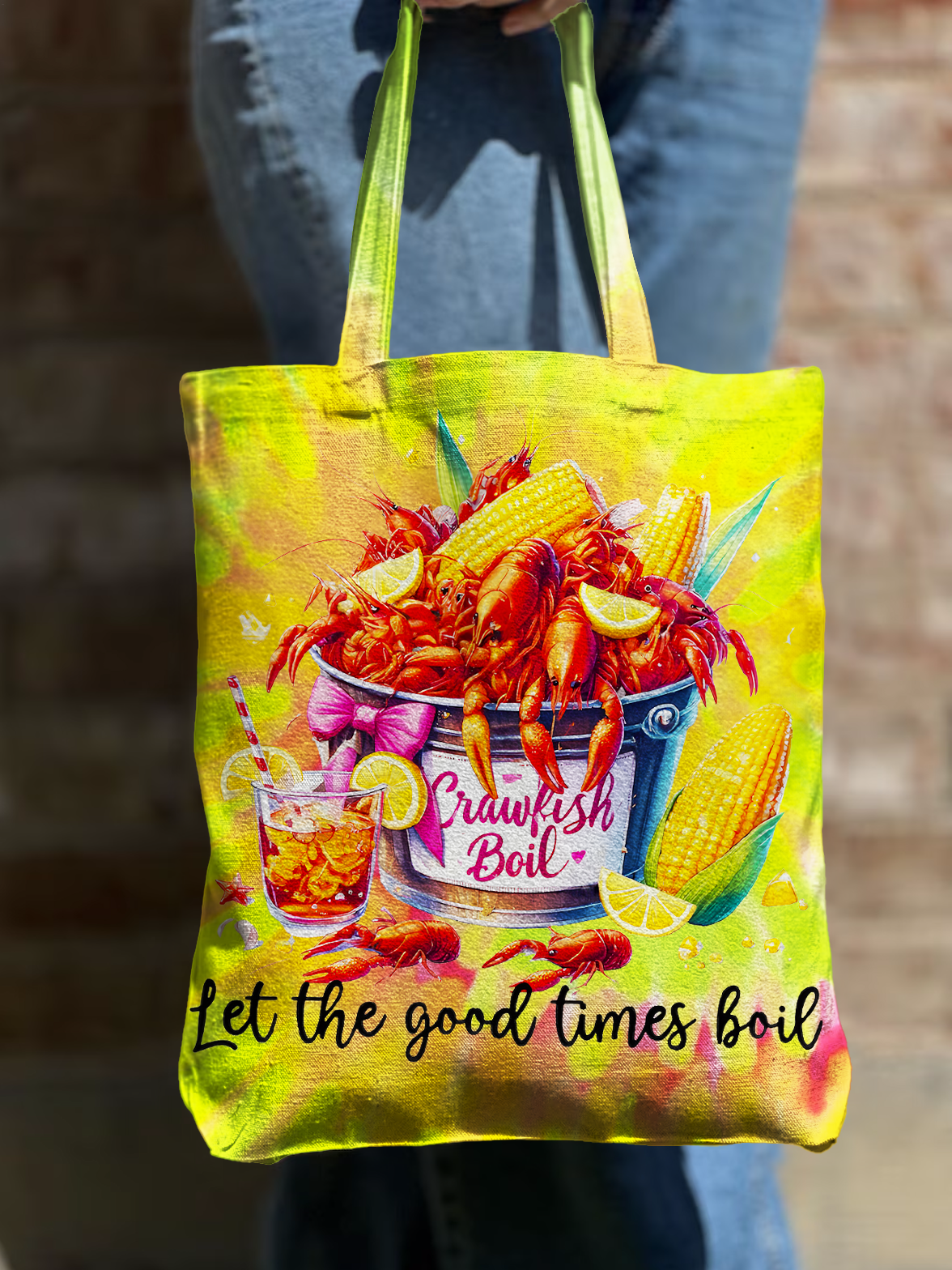 Crawfish Let The Good Times Boil Shoulder Zipper Canvas Bag