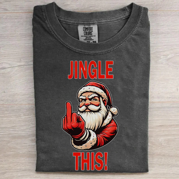 Unisex Santa Middle Finger Cotton Crew Neck T-shirt
