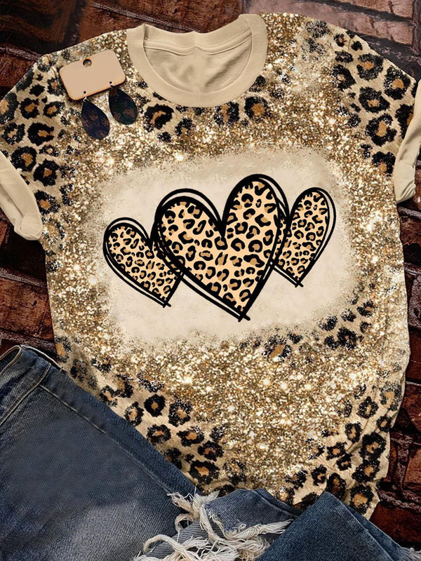 Leopard Heart Print Valentine's T-Shirt