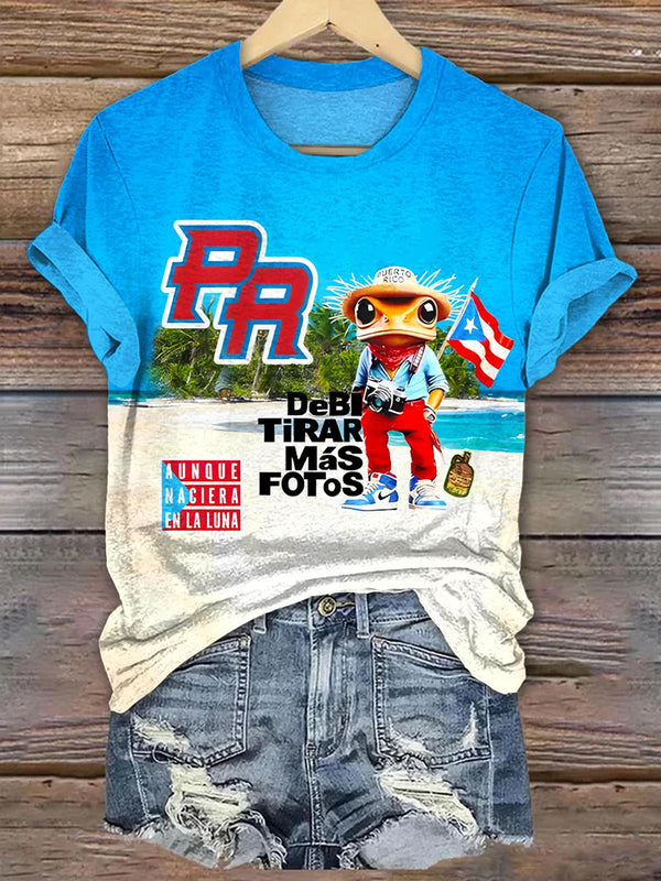 Puerto Rican Print Crew Neck T-shirt
