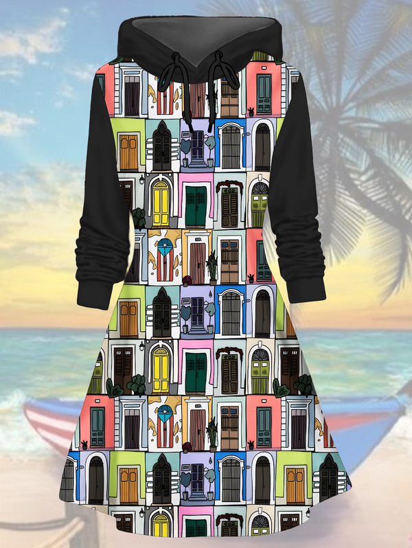 San Juan Doors Hooded Pullover Sweatshirt Dress
