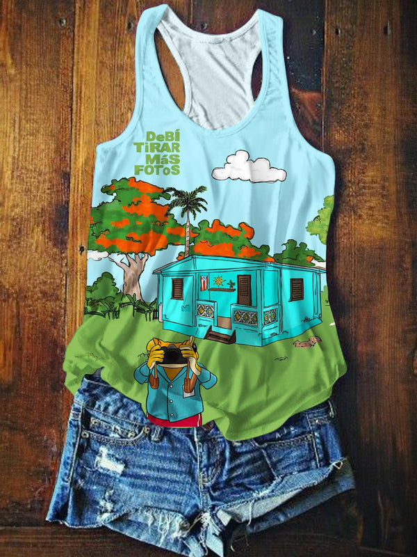 Puerto Rico Printed Casual Tank Top
