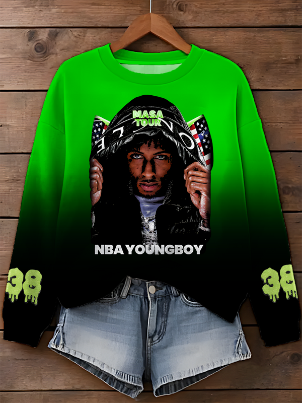 Young Boy Masa Tour 2025 Printed Long Sleeve Casual Top