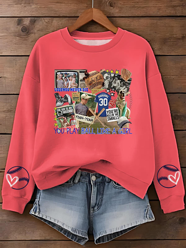 Sandlot Legends Never Die Printed Long Sleeve Casual Top