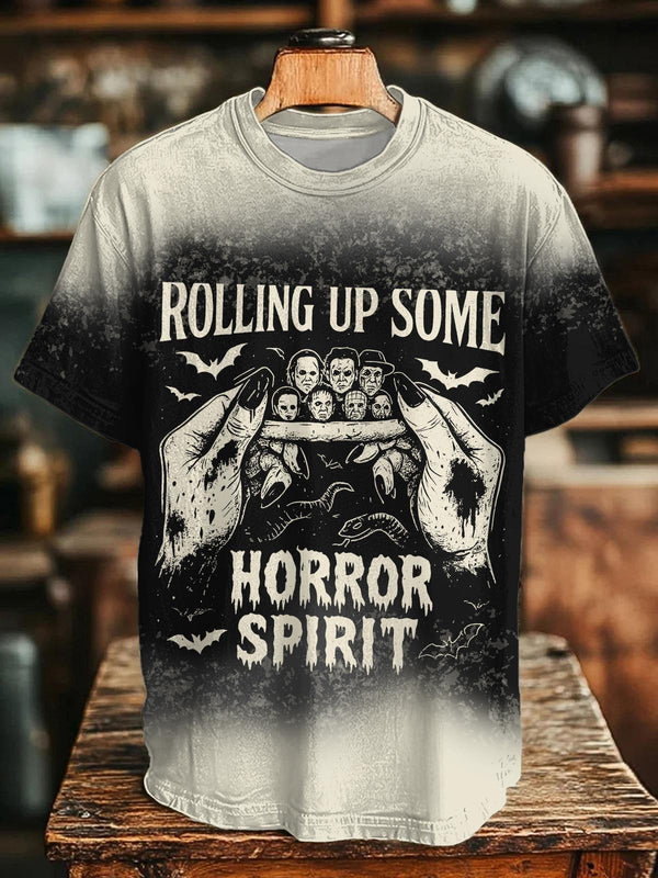 Halloween Movie Print Crew Neck T-shirt