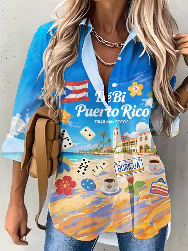 Women's Puerto Rican Printed Casual Shirt