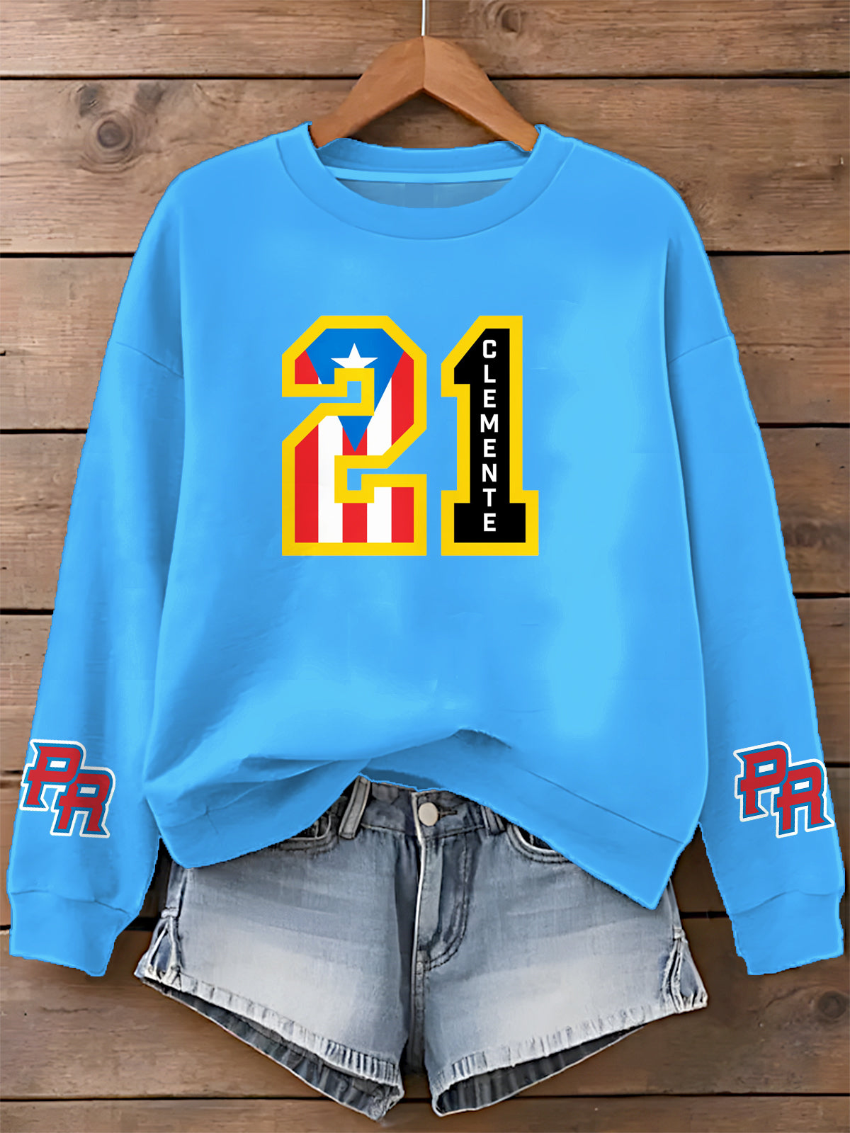 Roberto Clemente Printed Long Sleeve Casual Top
