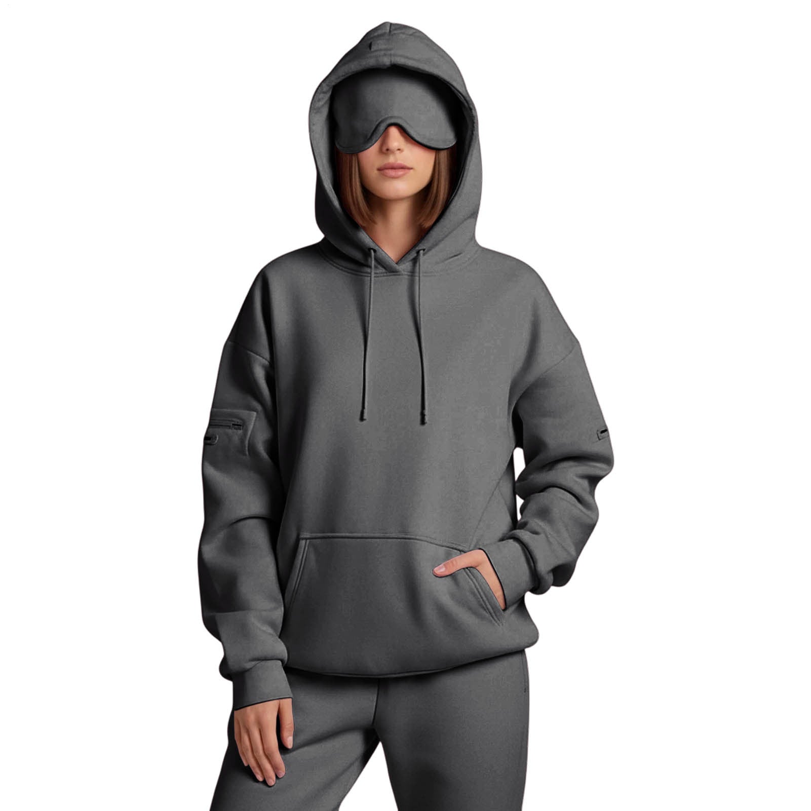Airplane Mode Travel Hoodie Men Women Comfort Hoodies with Eyeshade Pullover Tops Clothes with Hidden Pockets charming