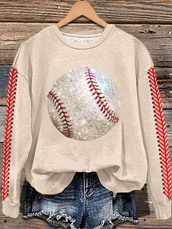 Camiseta informal de manga larga con estampado de béisbol Flash 
