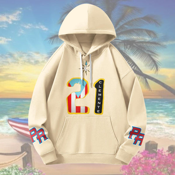 Roberto Clemente Unisex Long Sleeve Hooded Pocket Sweatshirt