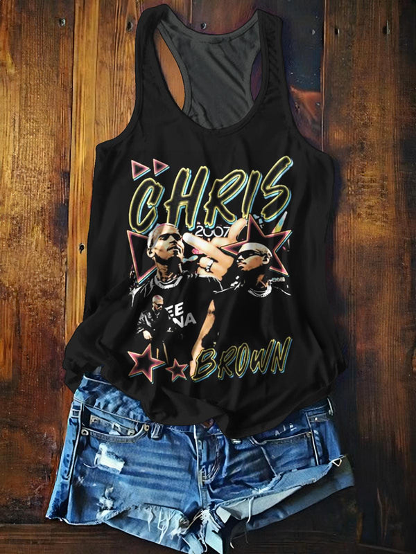 Chris Brown Breezy Bowl XX Tour Printed Casual Tank Top