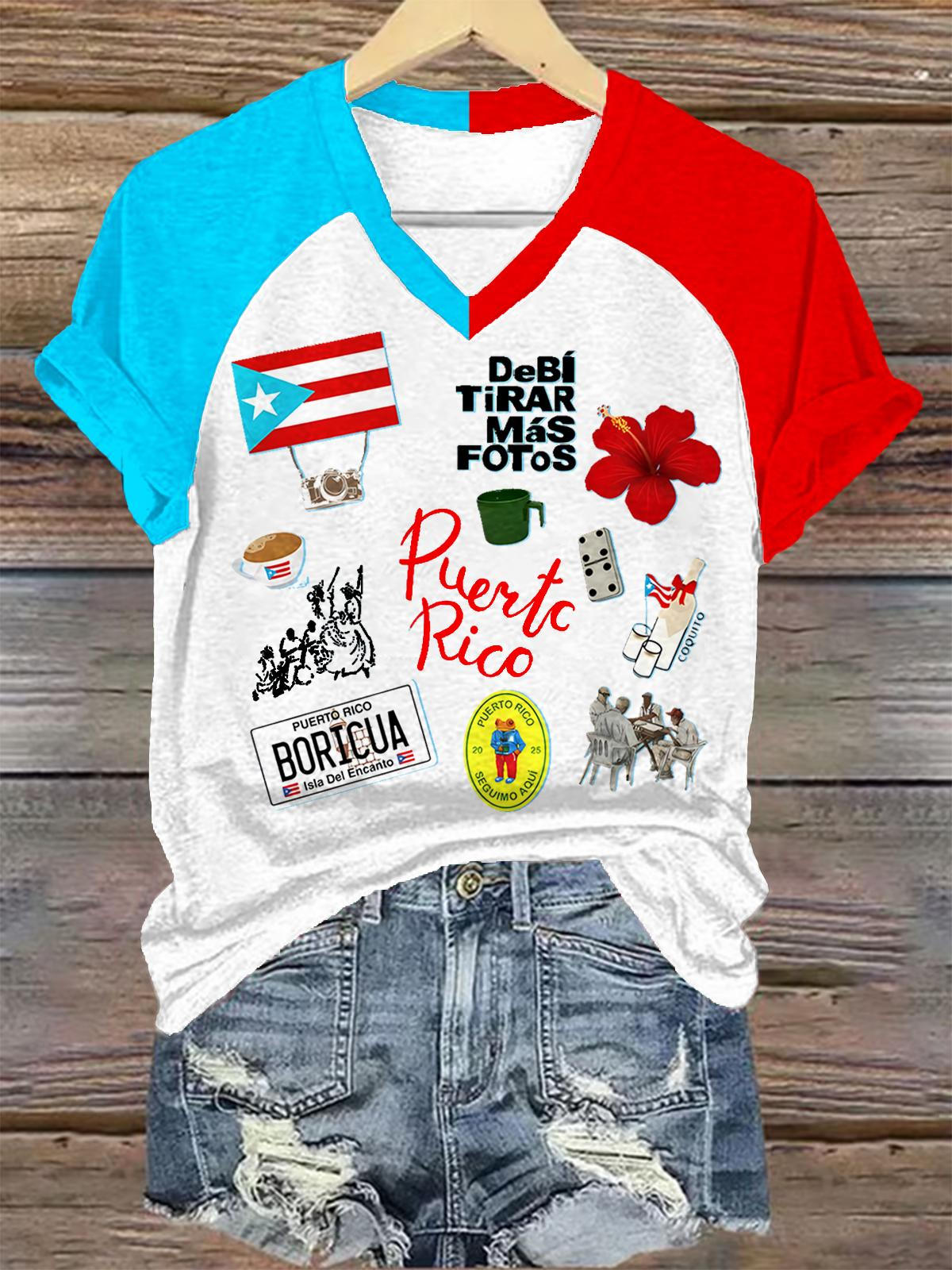 Puerto Rican Badburnny V-neck T-Shirt