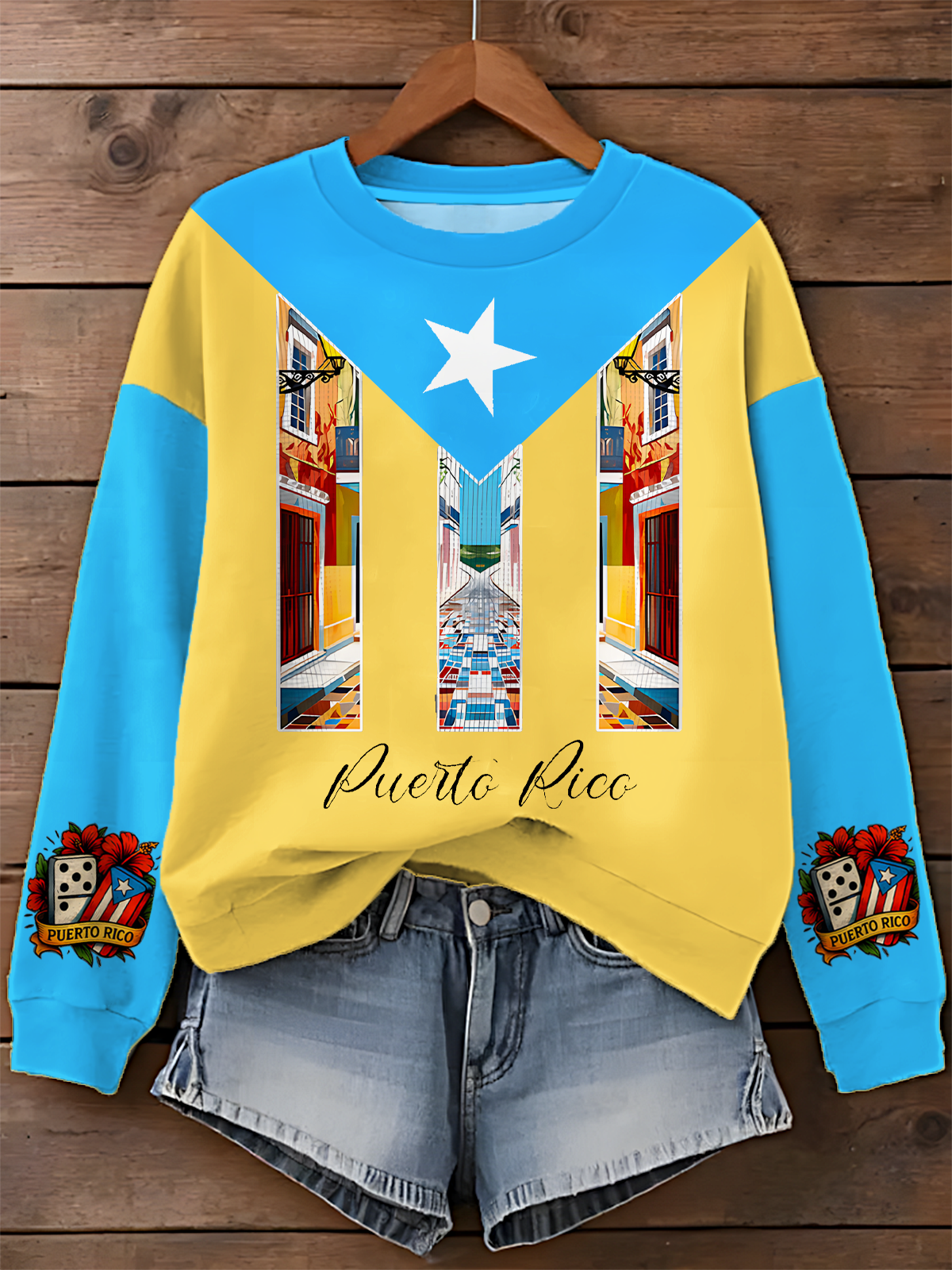 Puerto Rico Singer Boricua Printed Long Sleeve Casual Top